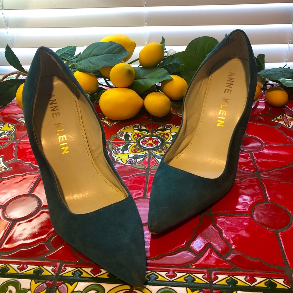 Teal Block Heel Shoes